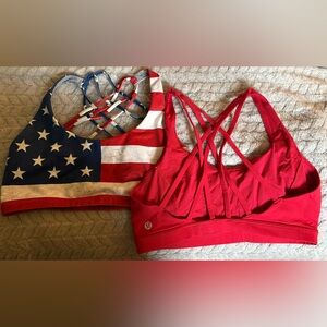 lululemon athletica Red and American Flag Strappy Sports Bras